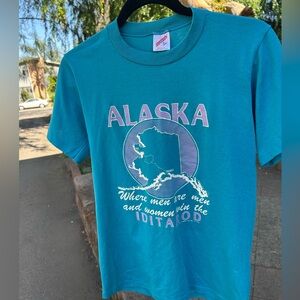 Vintage Feminist Political 80's Alaska Iditarod Graphic Funny Joke T Shirt Small